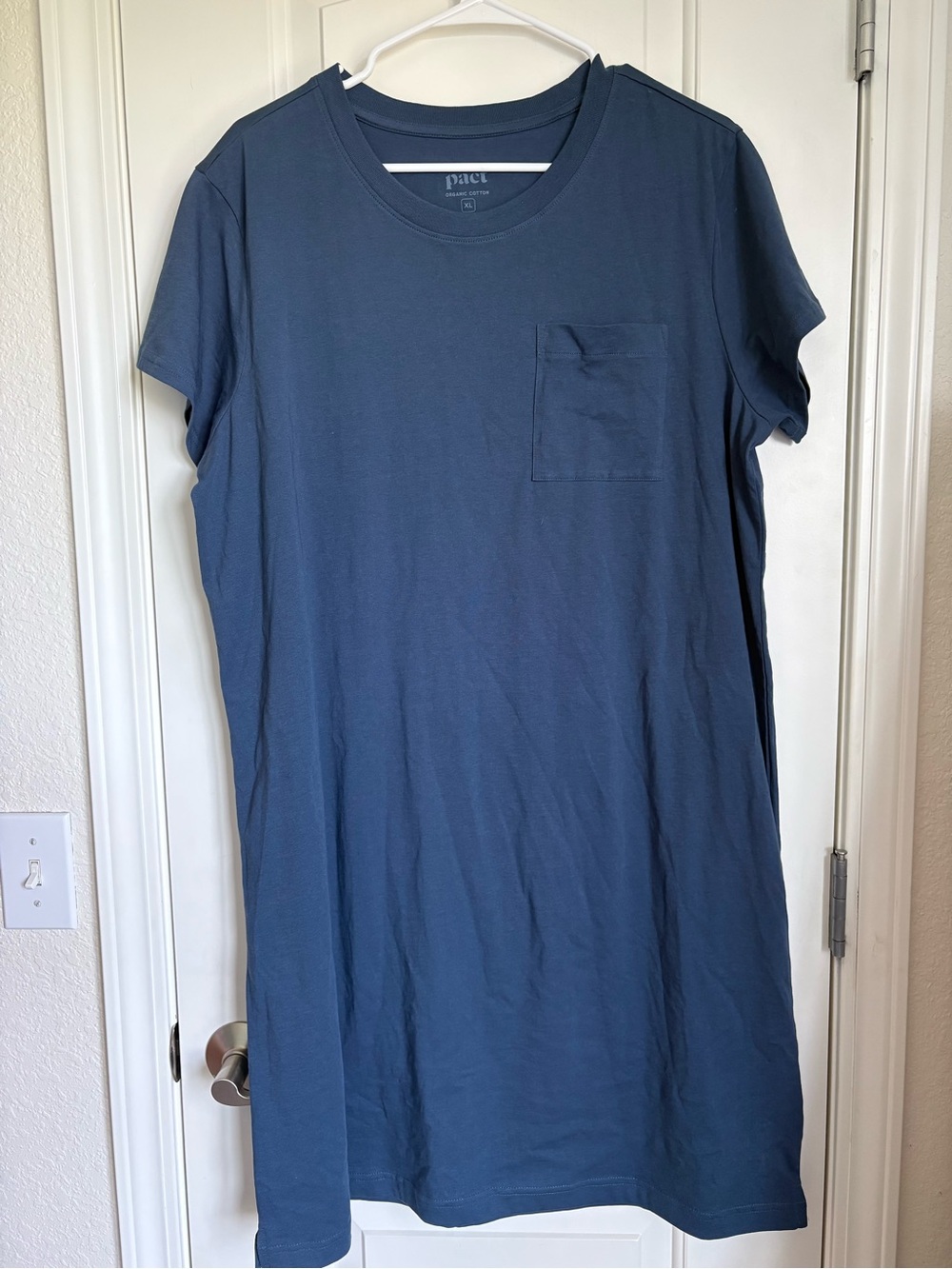 Pact Women's Organic Cotton Softspun Tee Dress With Pocket French Navy - Size XL